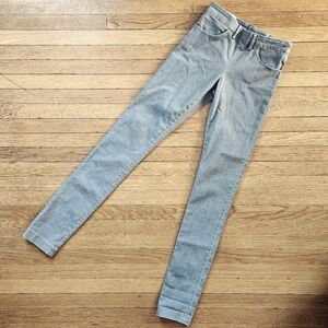 Acne Studios Light Gray Wash Denim Exposed Back Zipper Slim Skinny Jean Trousers